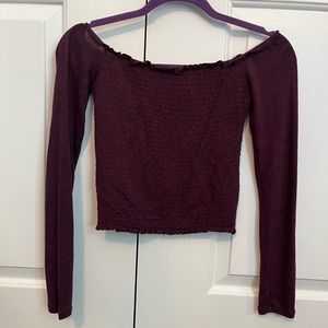 Burgundy Hollister Off the Shoulder Top Size Small.